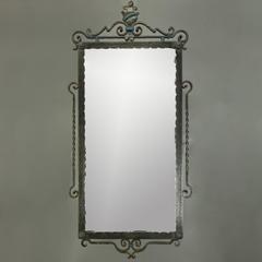 Antique Oscar Bach Style Marble Top Wrought Iron Console and Mirror, circa 1890