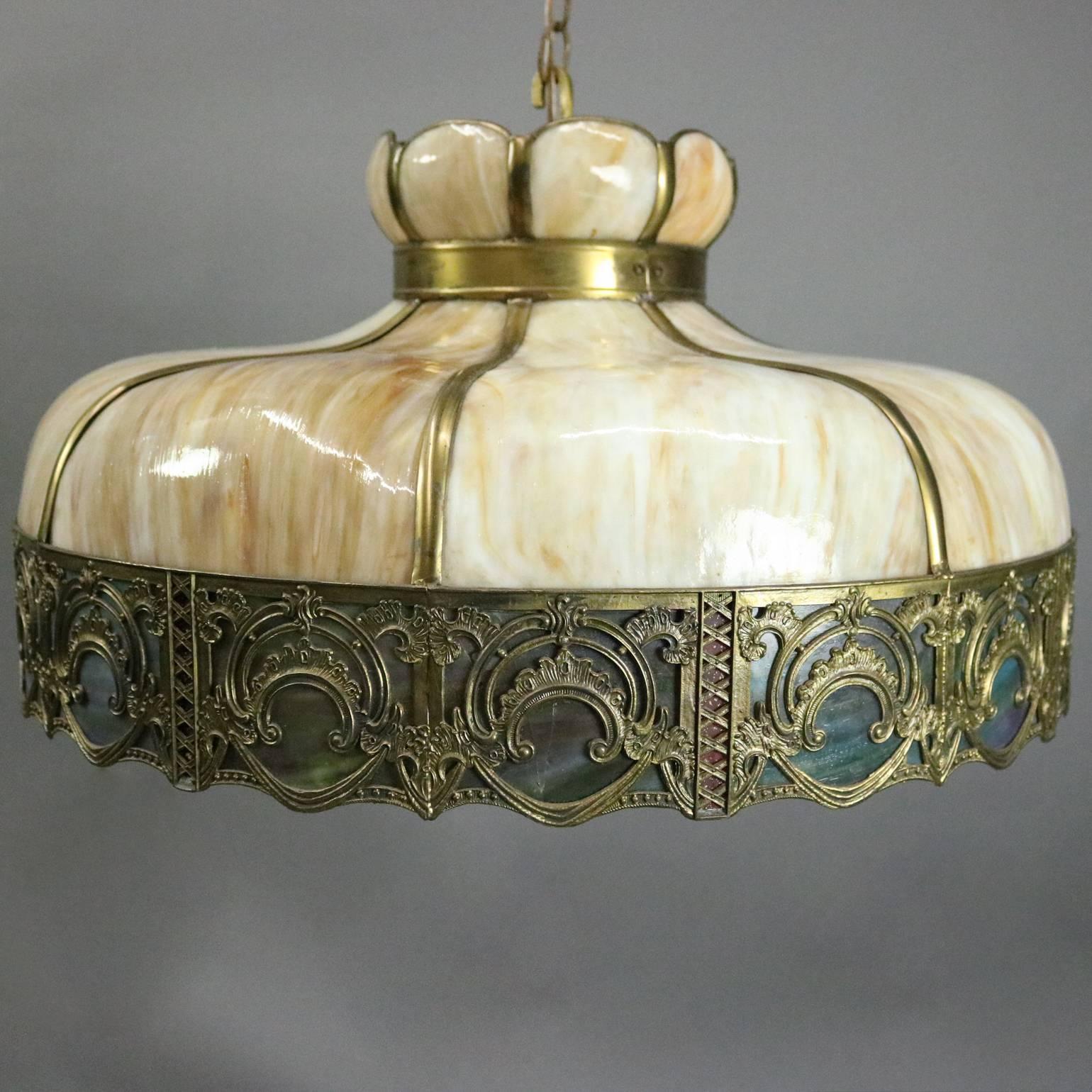 antique slag glass chandelier