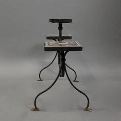 Wrought Iron Yellin School & California Ceramic Tile Plant Stand, circa 1910