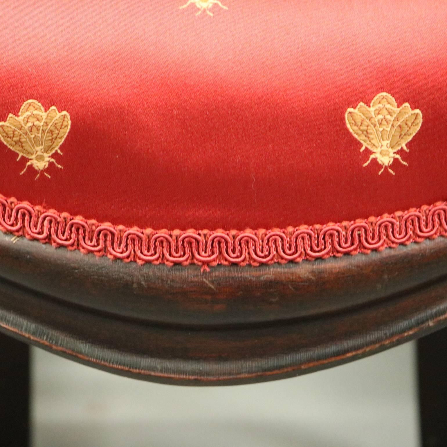 Four Antique Carved Walnut Balloon Back Upholstered Parlor Chairs, circa 1880 In Good Condition In Big Flats, NY