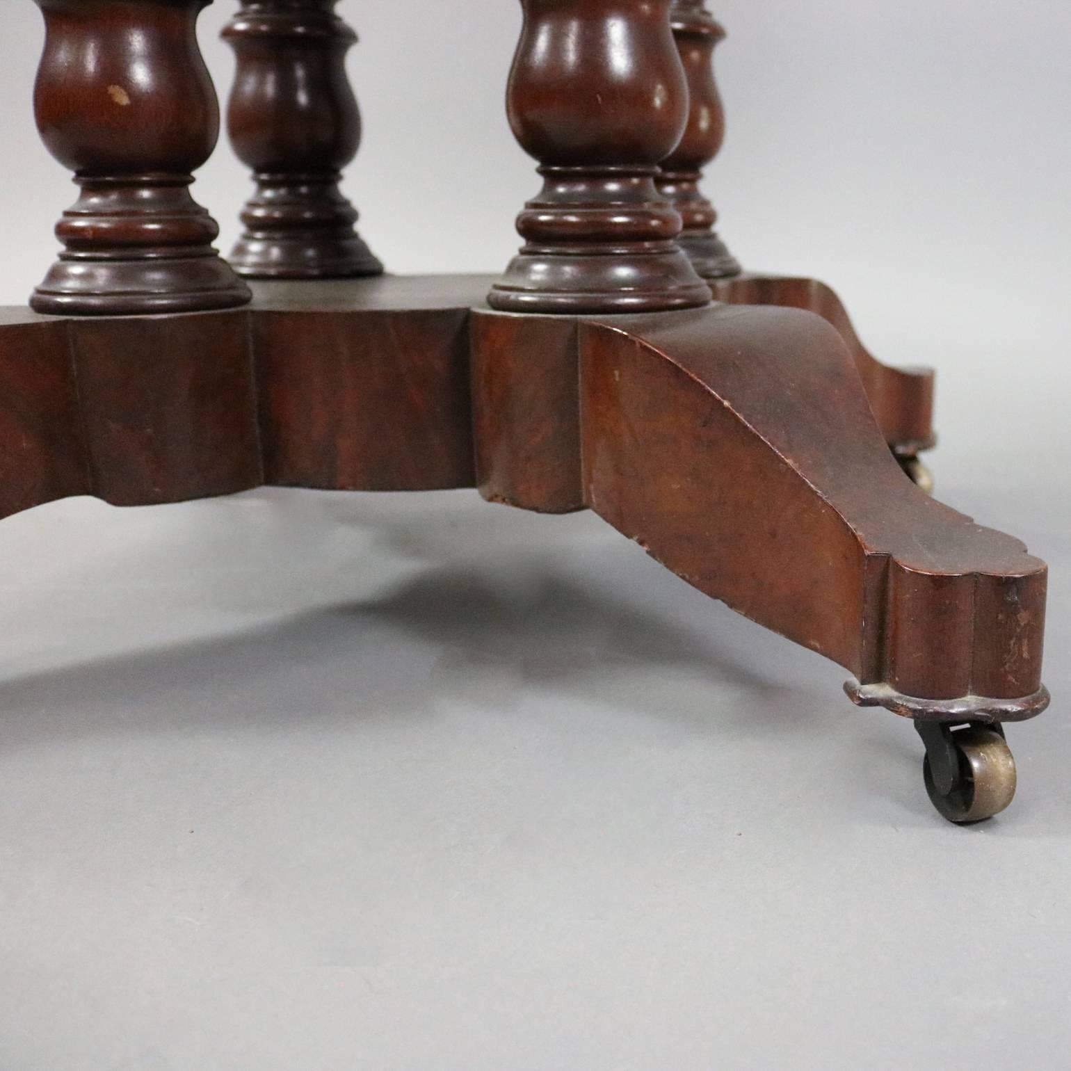 Antique Carved Walnut and Marble Oval Parlor Lamp Table, circa 1880 4
