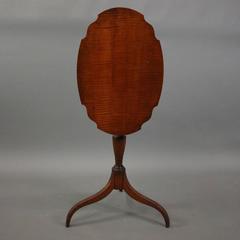 Antique Federal Tiger Maple Oval Tilt-Top Lamp Stand, circa 1850