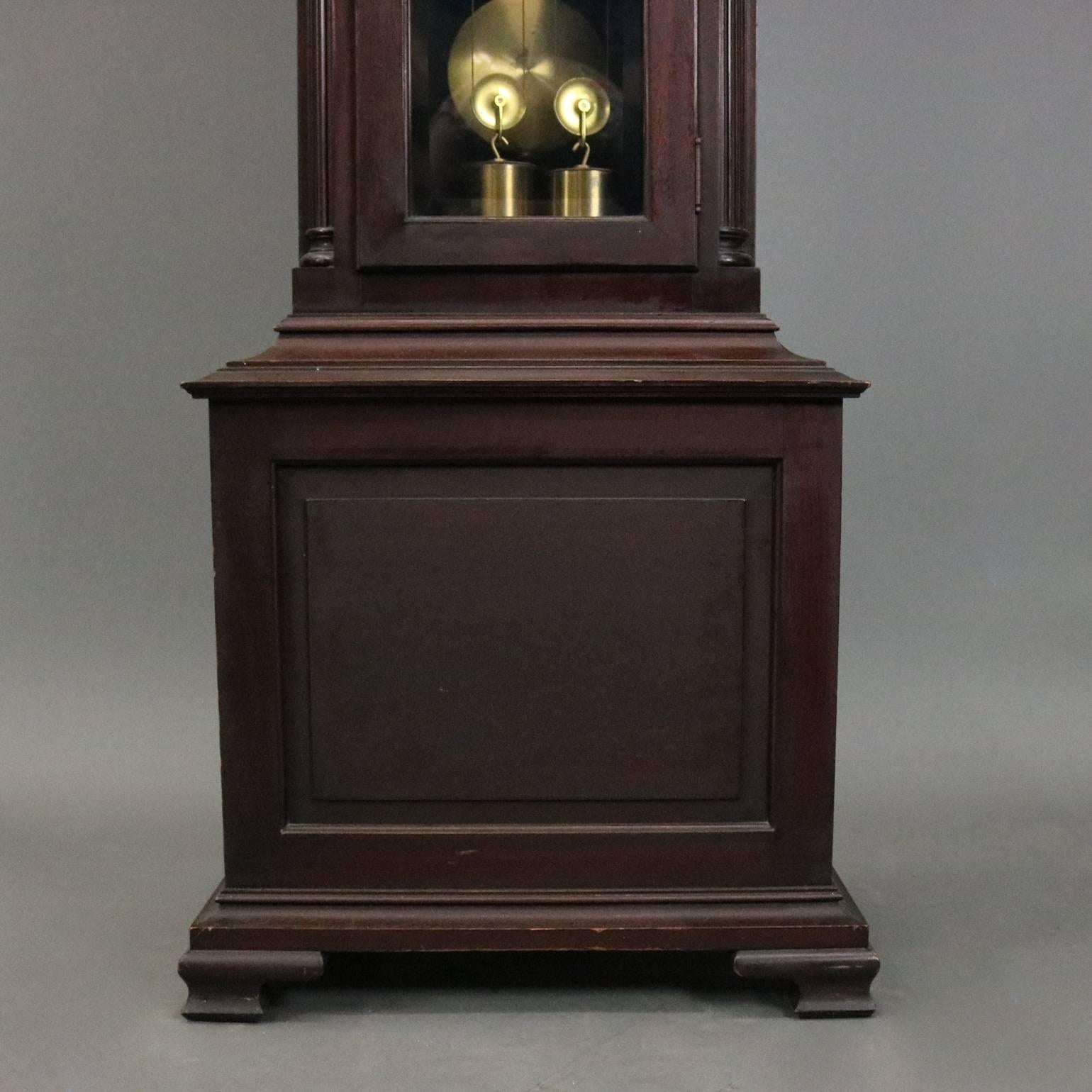 American Antique Herschede Cherry Moon Phase Tall Case Grandfather Clock, circa 1900