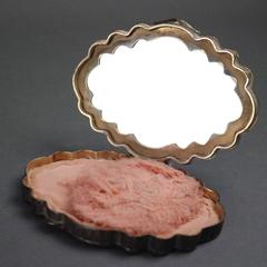 Antique Continental Hand Enameled Silver Compact with Countryside Scene