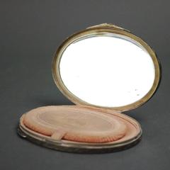 Antique Continental Hand Enameled Silver Compact with Scene of Celebration