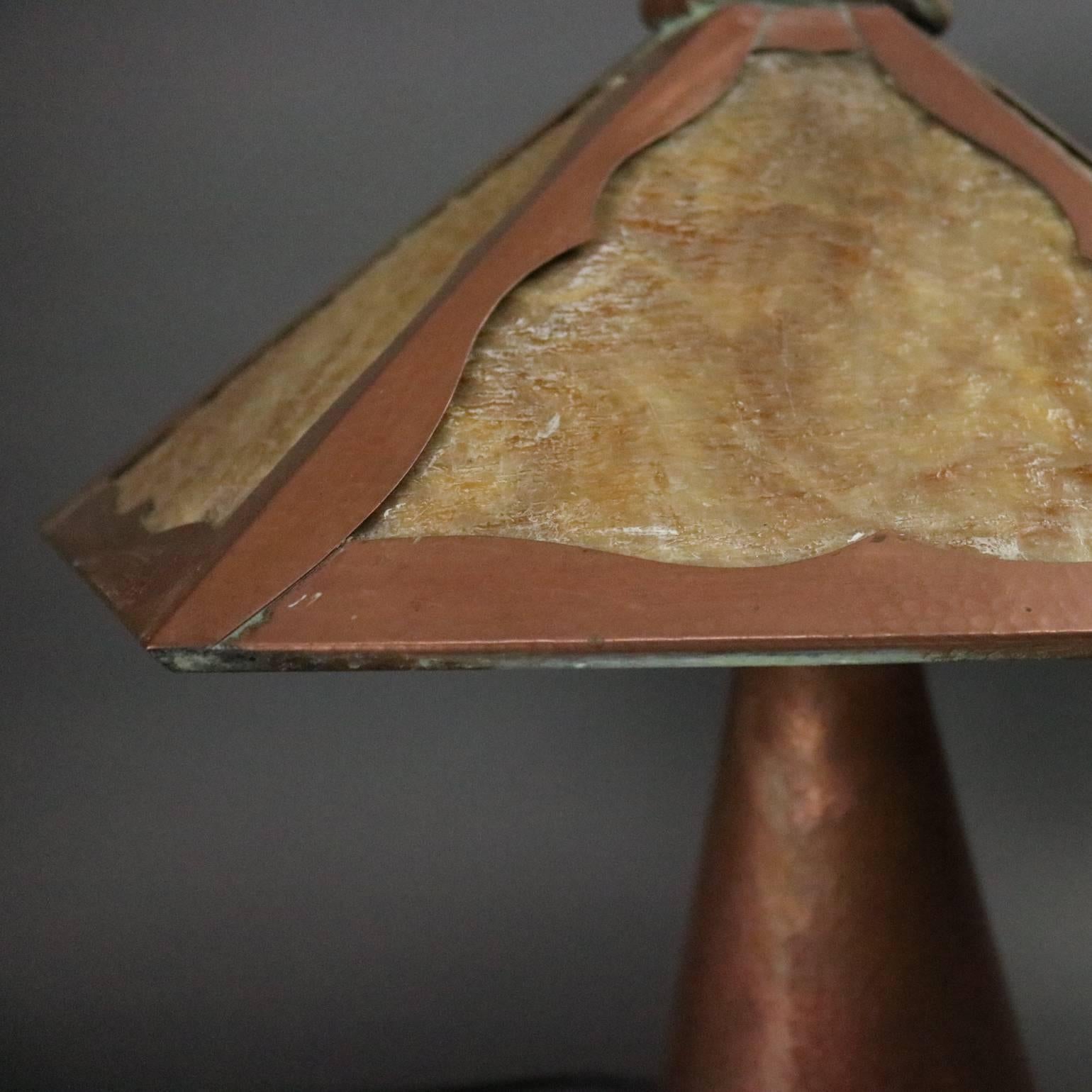 antique hammered copper lamp