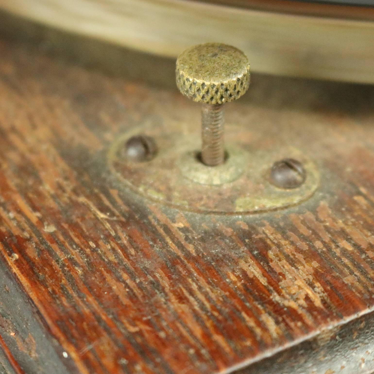 Gilt Antique Victor Victrola Phonograph Talking Machine with Tin Horn, circa 1900