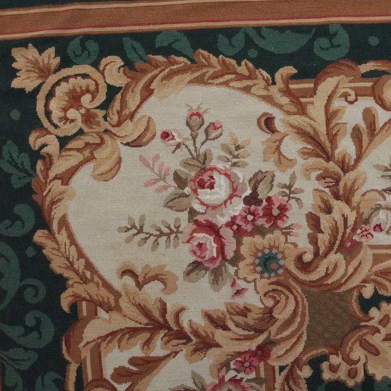 Vintage Large French Aubusson Needlepoint Wool Rug, Floral, circa 1950