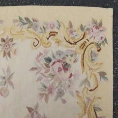 Vintage French Wool Aubusson Needlepoint Floral Runner, circa 1950