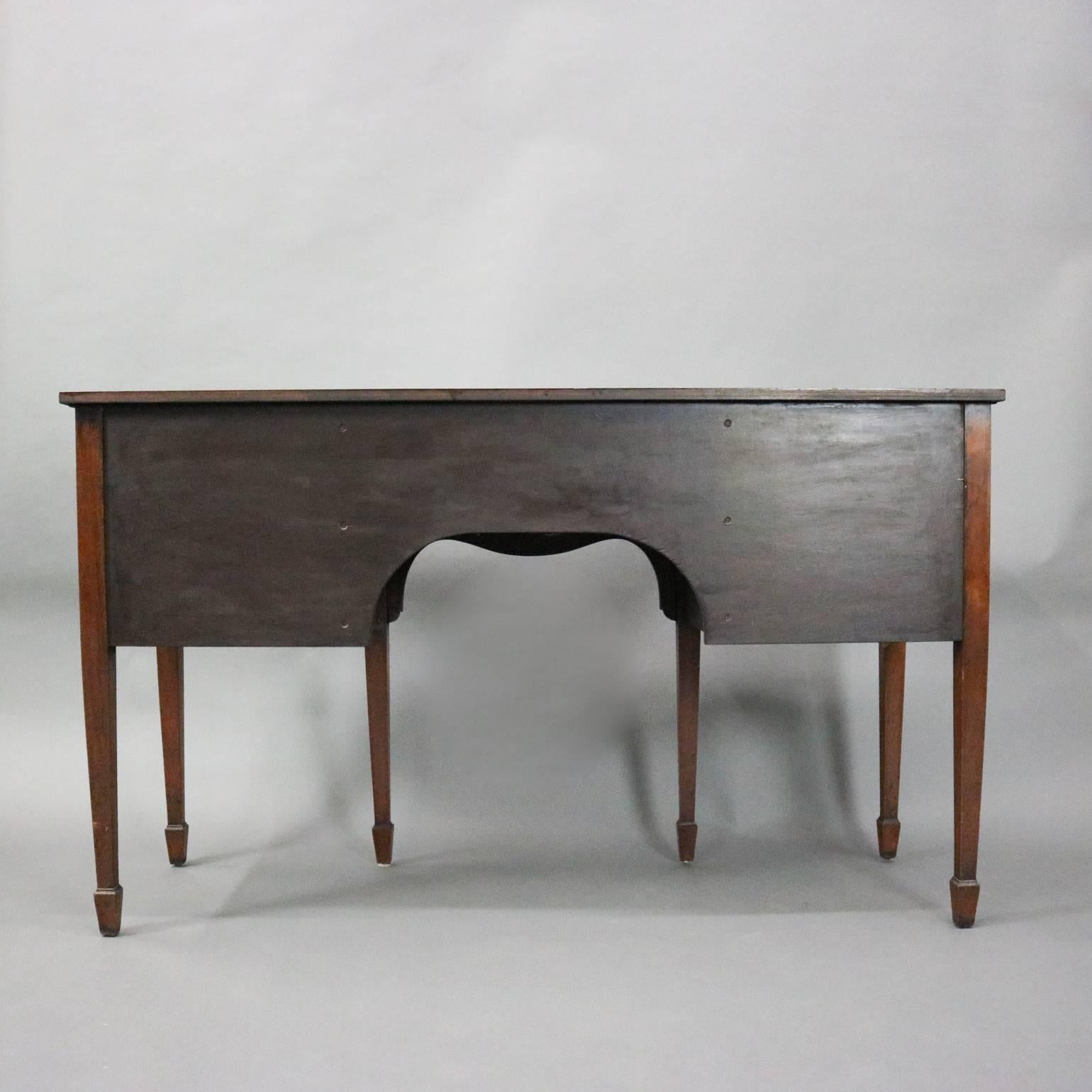 Cast Vintage Satinwood Banded Mahogany and Bronze Federal Style Sideboard, circa 1930