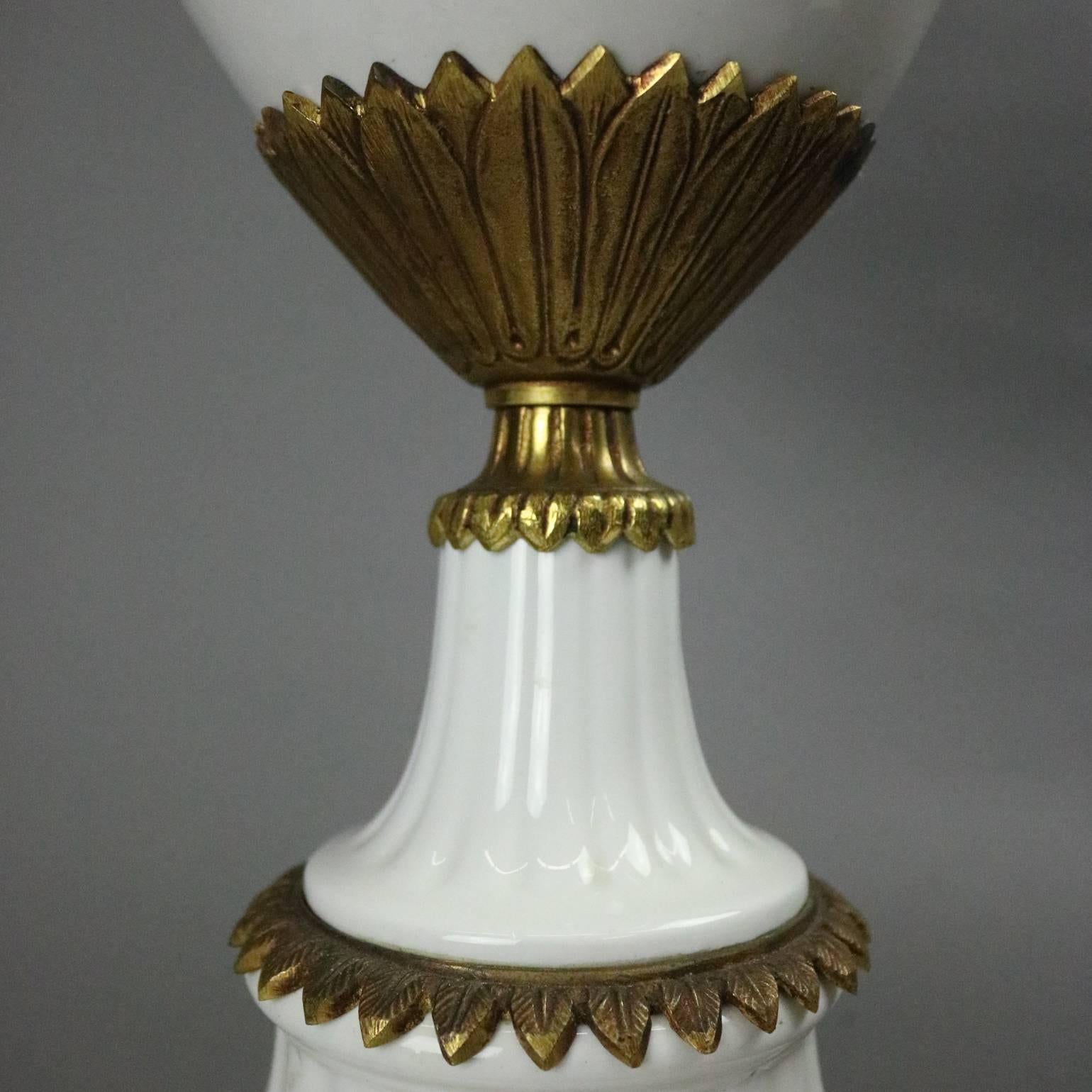 French Neoclassical Gilt Porcelain & Bronze Urn Signed Sevres, circa 1940 1