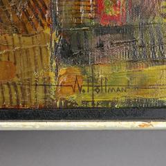 Abstract Expressionist Oil on Canvas Landscape Painting Signed W. Hoffman