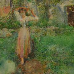 Antique Watercolor "Italian Villa" Signed Gari Melchers, Dated 1885