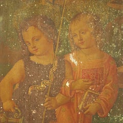 Italienisches östliches orthodoxes Ikon, Öl auf Karton aus geschnitztem vergoldetem Holz, 19. Jahrhundert