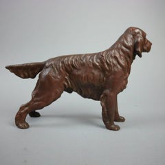 Antique Figural Copper over White Metal Dog Sculpture of Irish Setter circa 1900