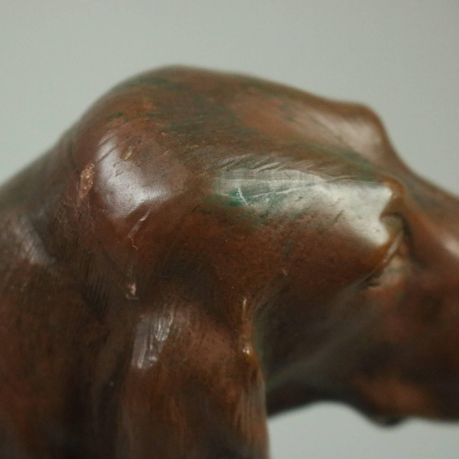 Antique Figural Copper over White Metal Dog Sculpture of Irish Setter circa 1900 In Good Condition In Big Flats, NY