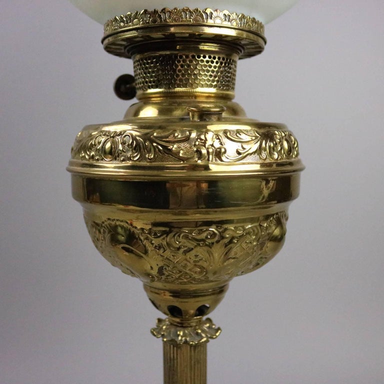 Antique Rochester Lamp Co. Parlor Lamp with HandPainted Rose Shade