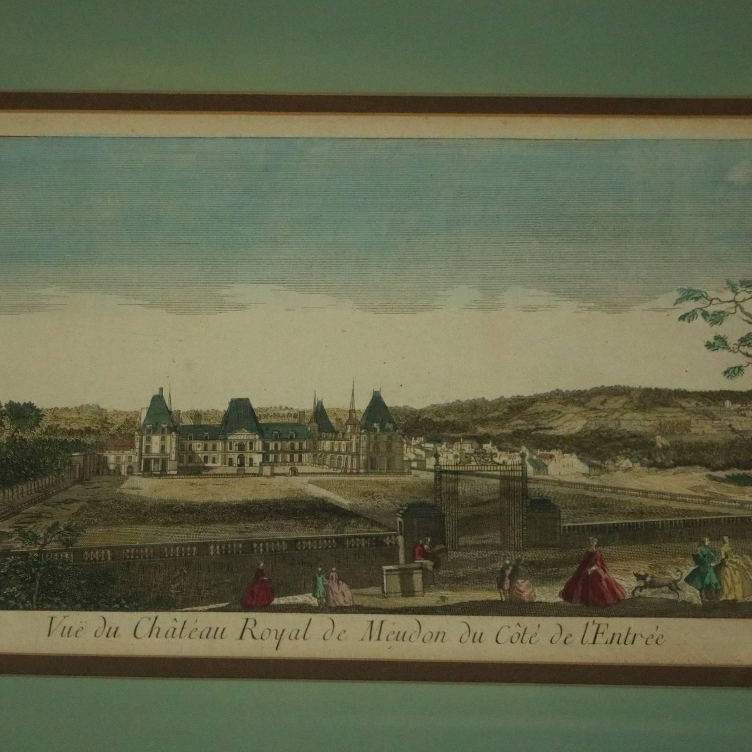 18th Century and Earlier Set of Three French Hand Tinted Etchings 