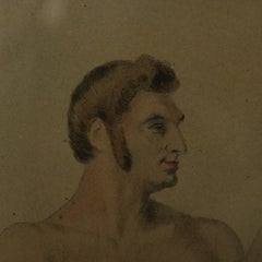 Antique English Regency Boxing Portrait Etching Print of Wm. Eales, circa 1840