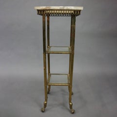 French Onyx and Brass Two-Tiered Plant Stand with Claw Feet, circa 1880