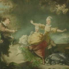 Antique English Print after the French Painting "La Poursuite" by Fragonard