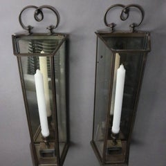 Pair of Vintage Bronze Colonial Williamsburg Style Candle Wall Sconces