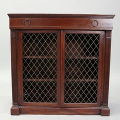 Vintage Mahogany Charak Furniture Co. Credenza with Mesh Double Doors