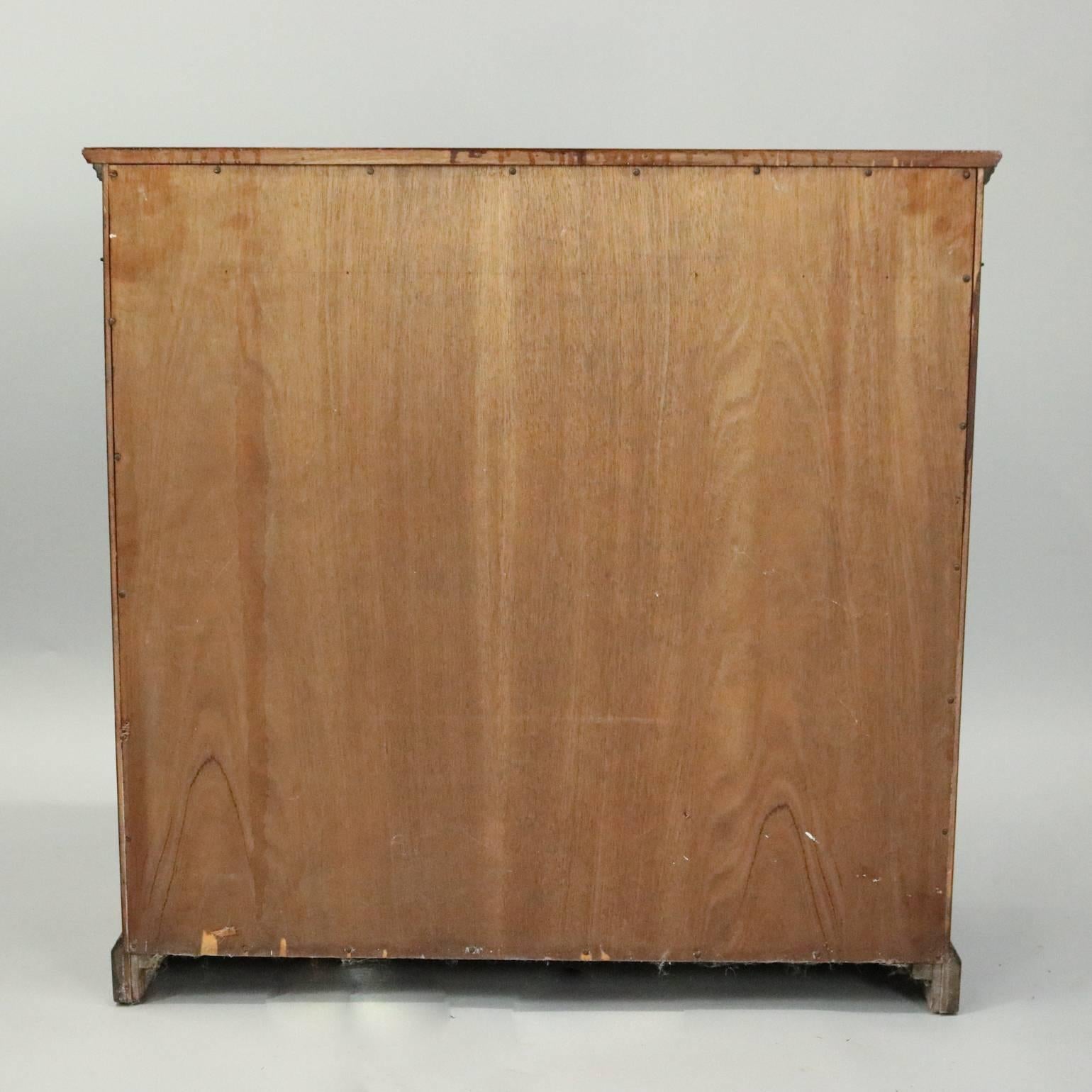 Carved Vintage Mahogany Charak Furniture Co. Credenza with Mesh Double Doors