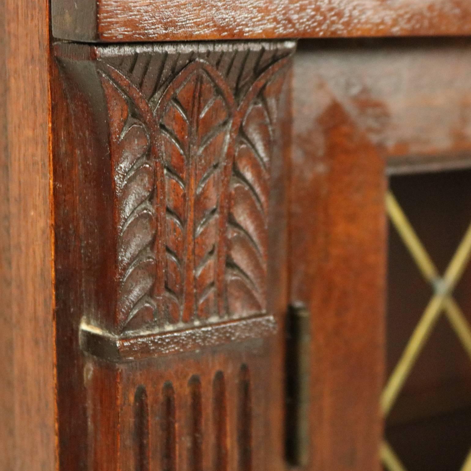 20th Century Vintage Mahogany Charak Furniture Co. Credenza with Mesh Double Doors