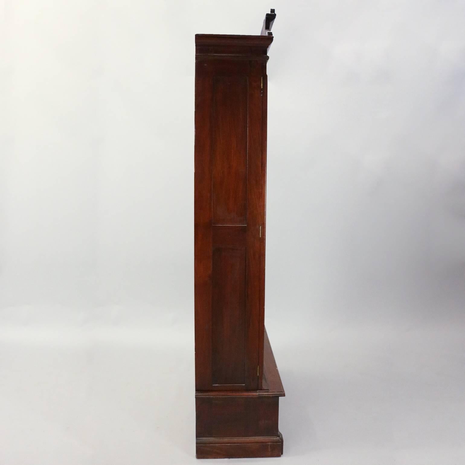 Monumental Antique Eastlake Carved Walnut Glass Front Bookcase, circa 1880 In Good Condition In Big Flats, NY