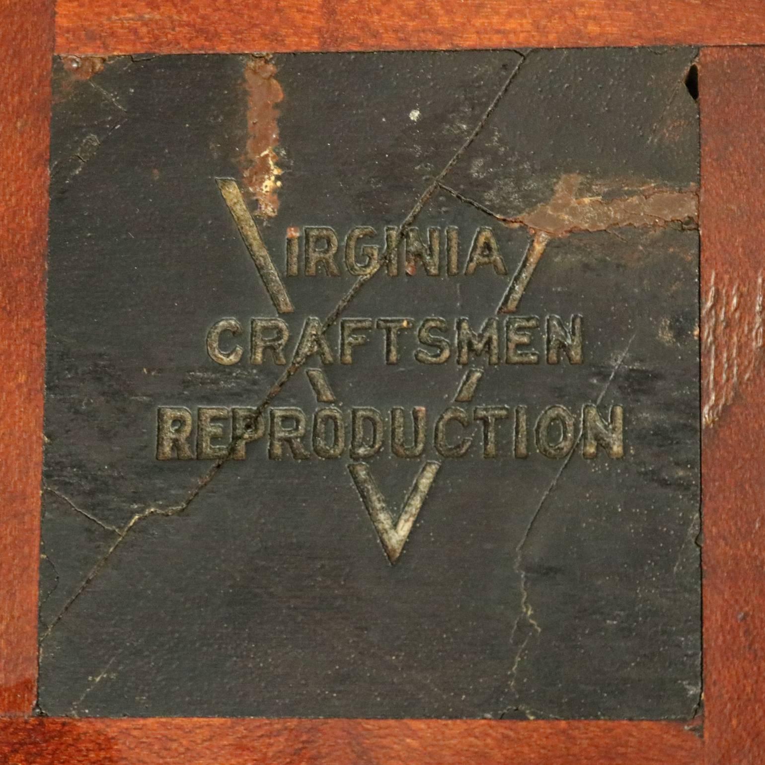 Cast Federal Style Mahogany Virginia Craftsmen Repro Dbl Pedestal Dining Table