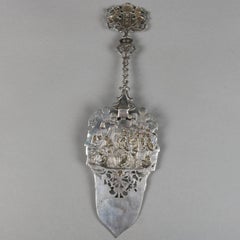 Antique English .800 Silver Reticulated Pie Server, Royal Old World Motif