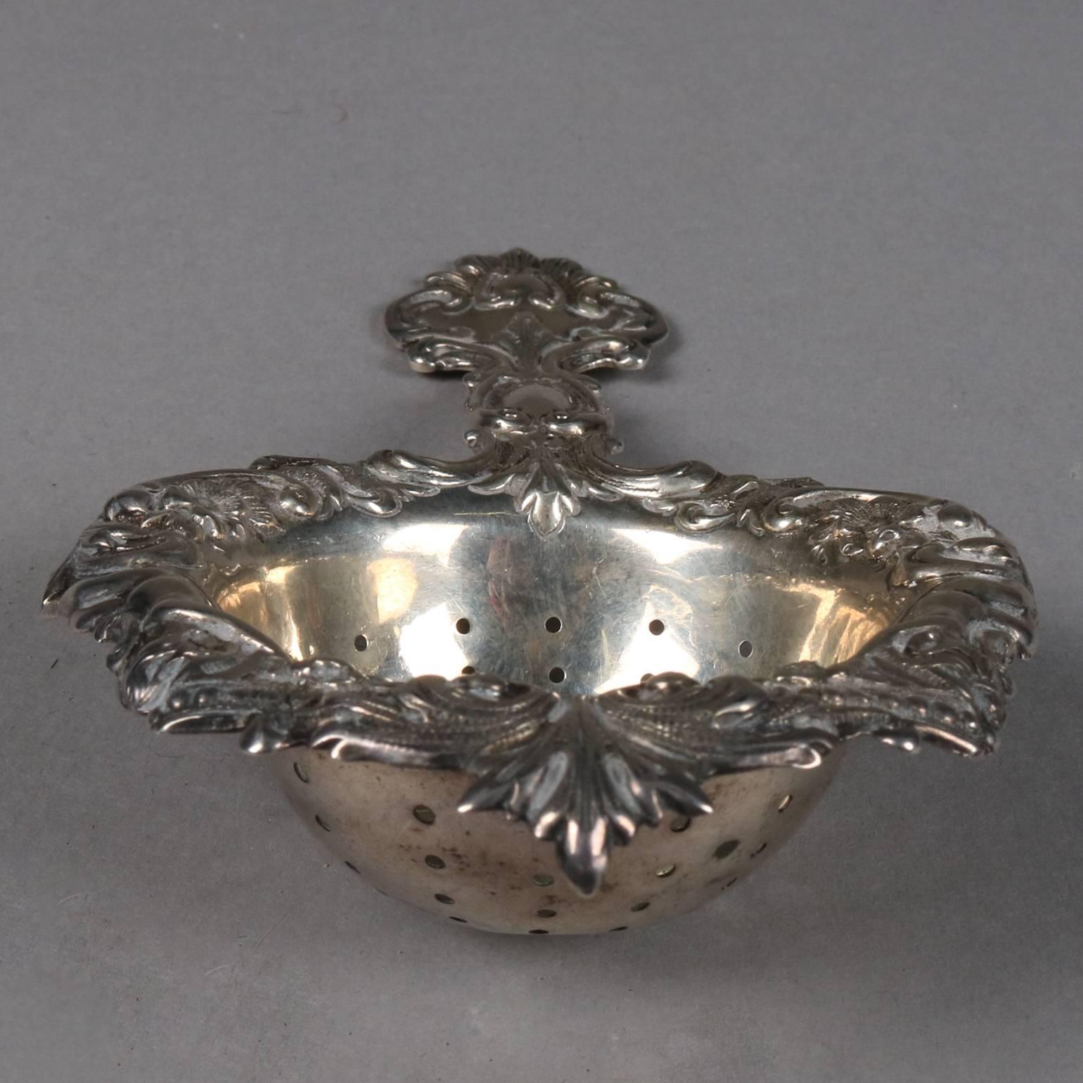 American Antique Howard & Co. Sterling Silver Figural Strainer with Cherub, 18th Century