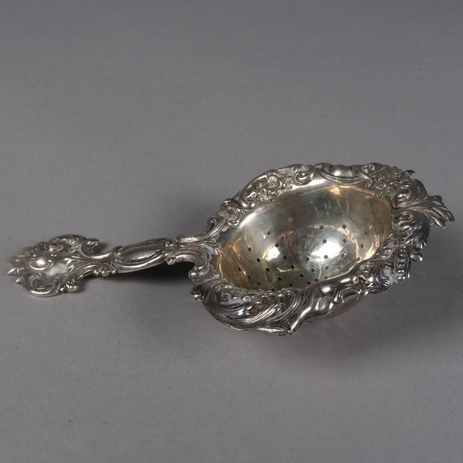 Antique Howard & Co. Sterling Silver Figural Strainer with Cherub, 18th Century In Good Condition In Big Flats, NY