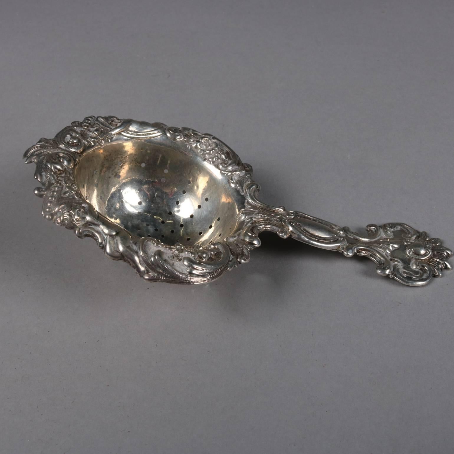 18th Century and Earlier Antique Howard & Co. Sterling Silver Figural Strainer with Cherub, 18th Century