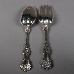 Sterling Silver Serving Set, Fork & Spoon, Scroll & Foliate, 19th Century