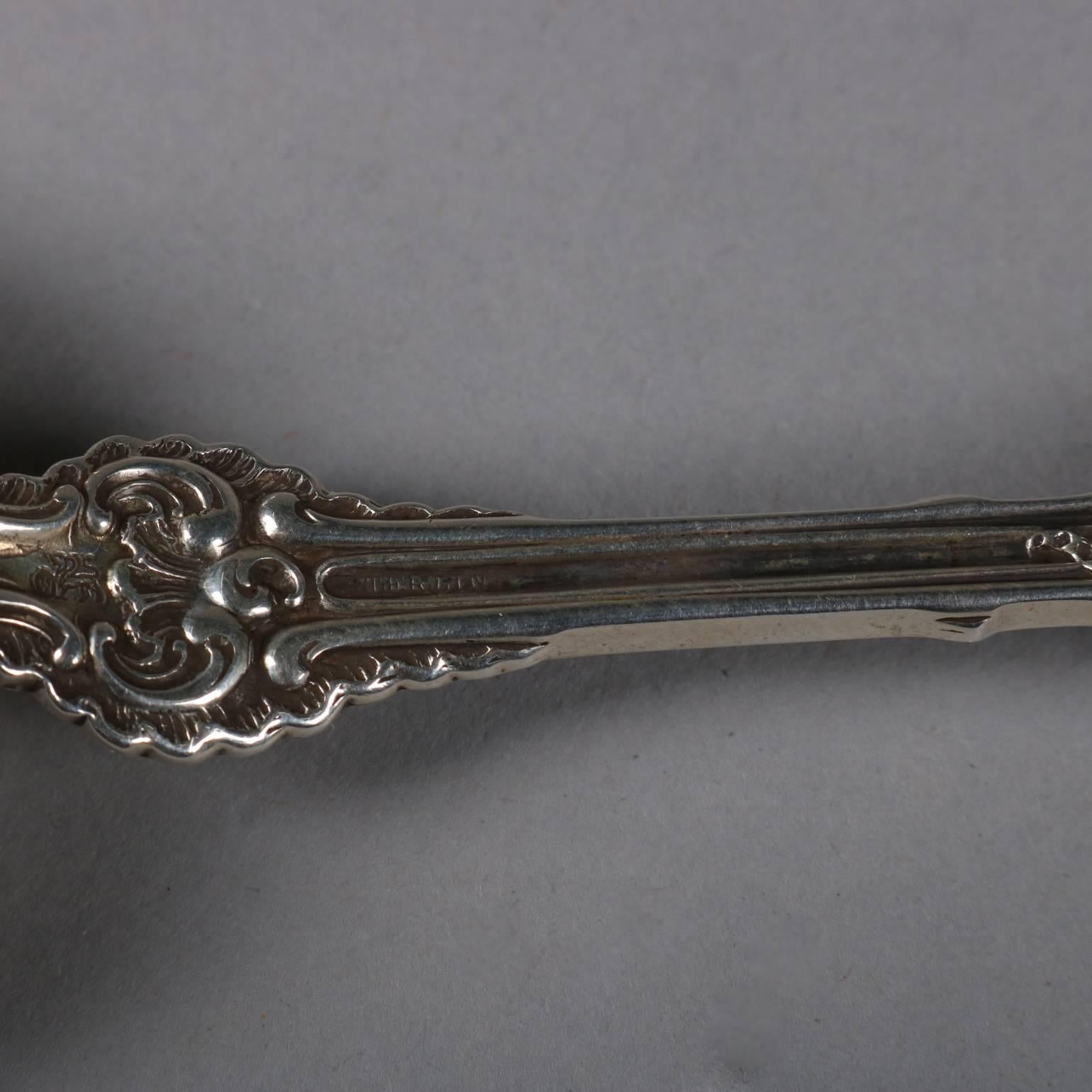 Sterling Silver Serving Set, Fork & Spoon, Scroll & Foliate, 19th Century In Good Condition In Big Flats, NY