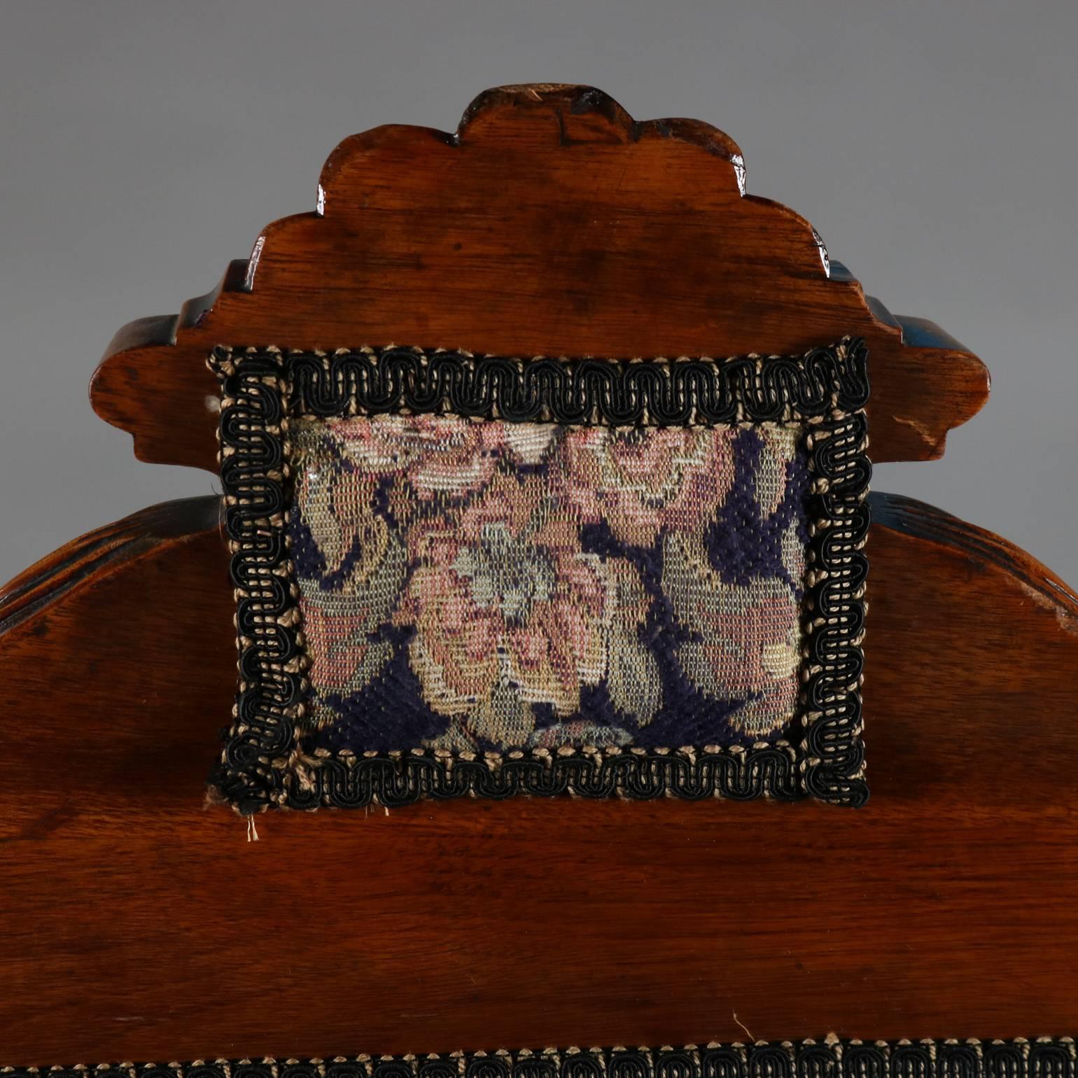 Renaissance Revival Carved Ebonized Mahogany Parlor Settee & Chair, circa 1860 1