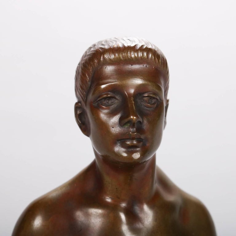 Antique French Figural Bronze Sculpture Greek God Hermes Signed