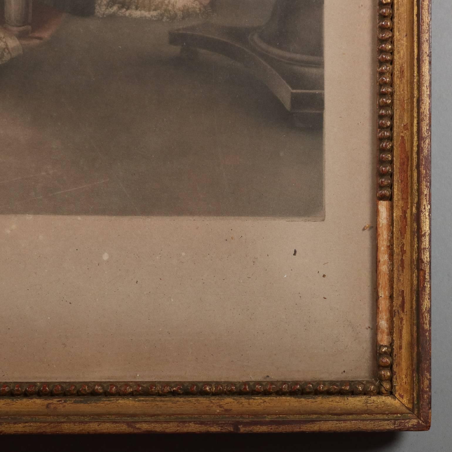 French Antique Lithograph of Napoleon Bonaparte at Fontainebleau after Delaroche