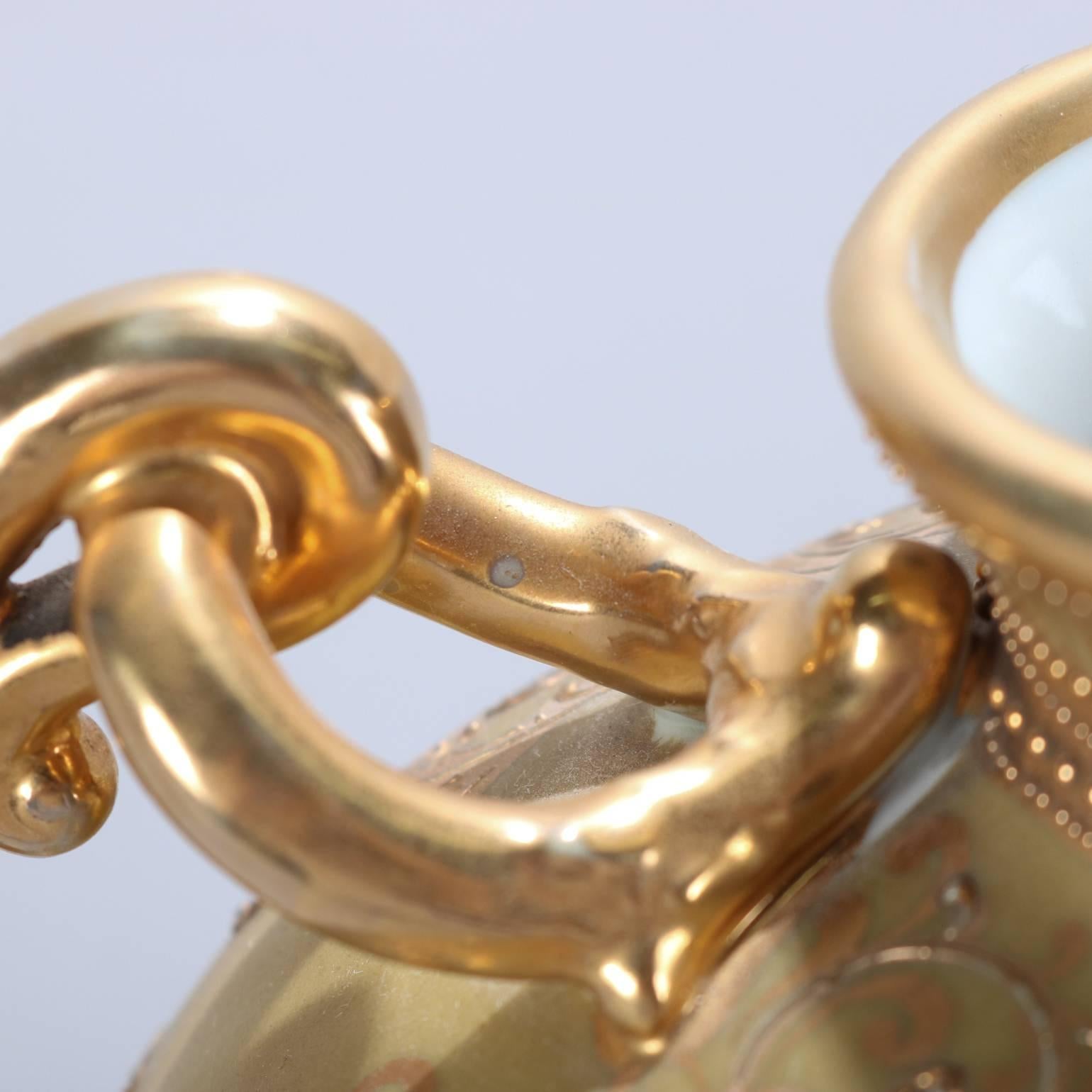 Large Antique Hand-Painted & Gilt Porcelain with Moriage Nippon School Open Urn 5