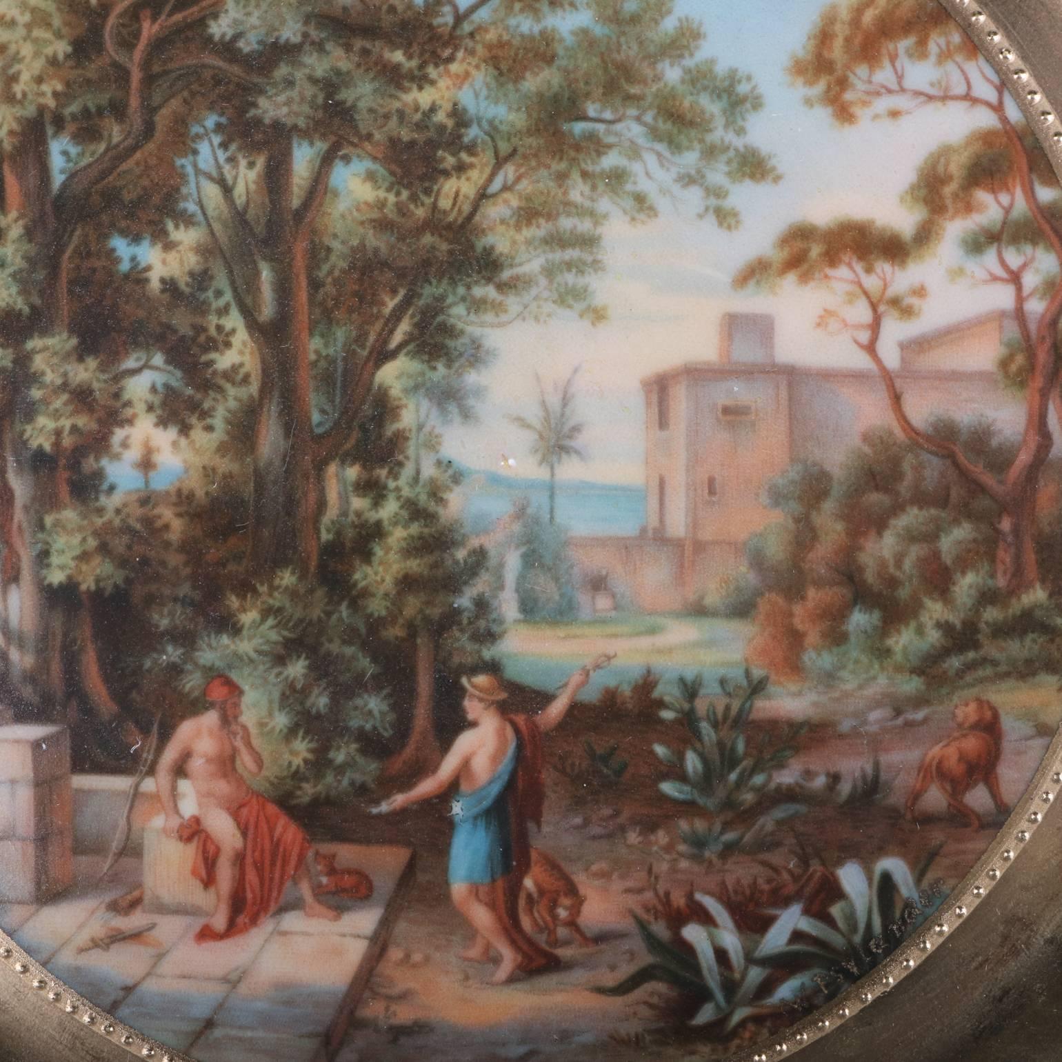 Italian Four Royal Vienna Porcelain Plates, Gilt & Painted Scenes of Greek Odysseus