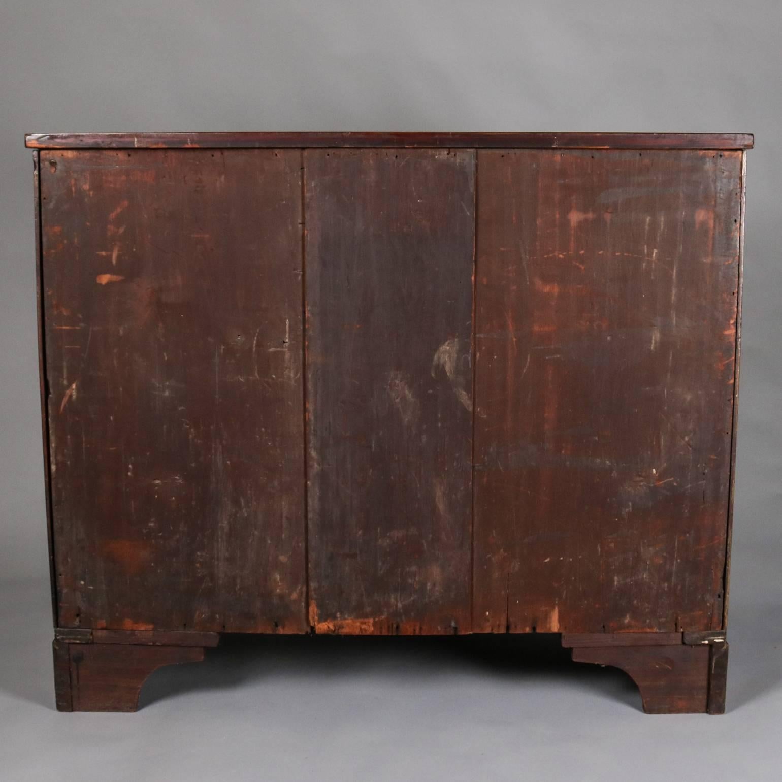 Bronze 19th Century English Swell Front Mahogany Four-Drawer Chest
