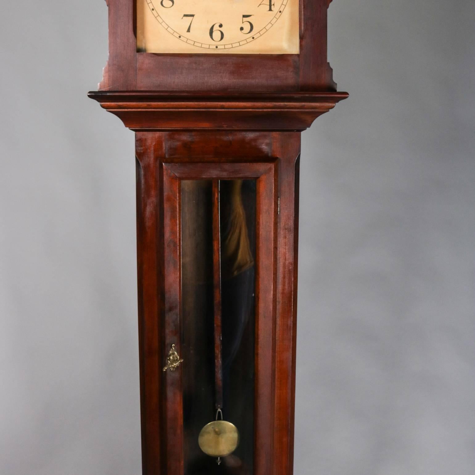 Antique Mahogany Ithaca Clock Co. Grandfather Tall Case Clock, circa 1890 In Good Condition In Big Flats, NY