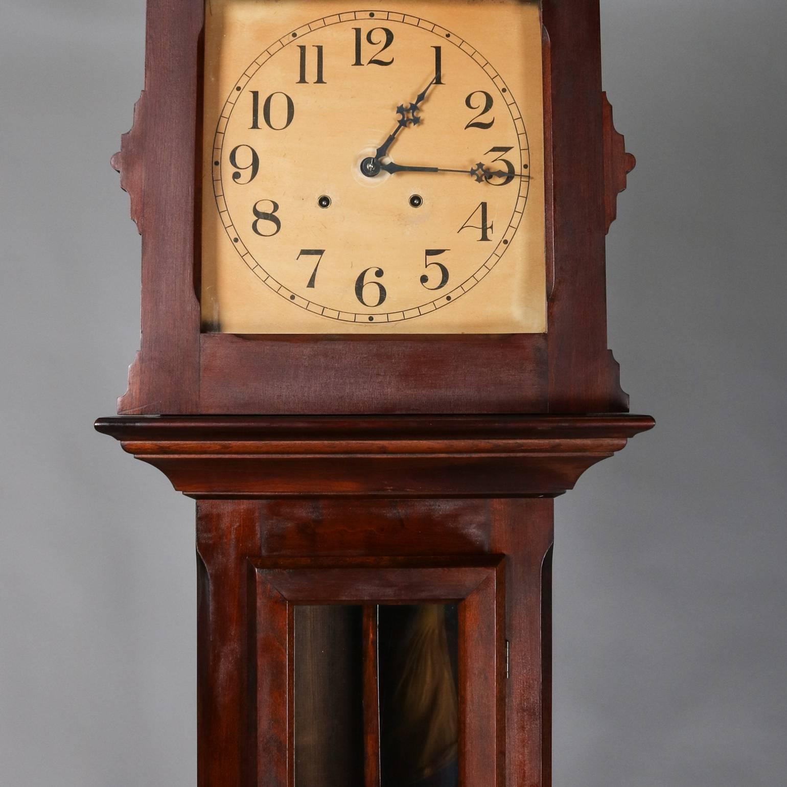19th Century Antique Mahogany Ithaca Clock Co. Grandfather Tall Case Clock, circa 1890