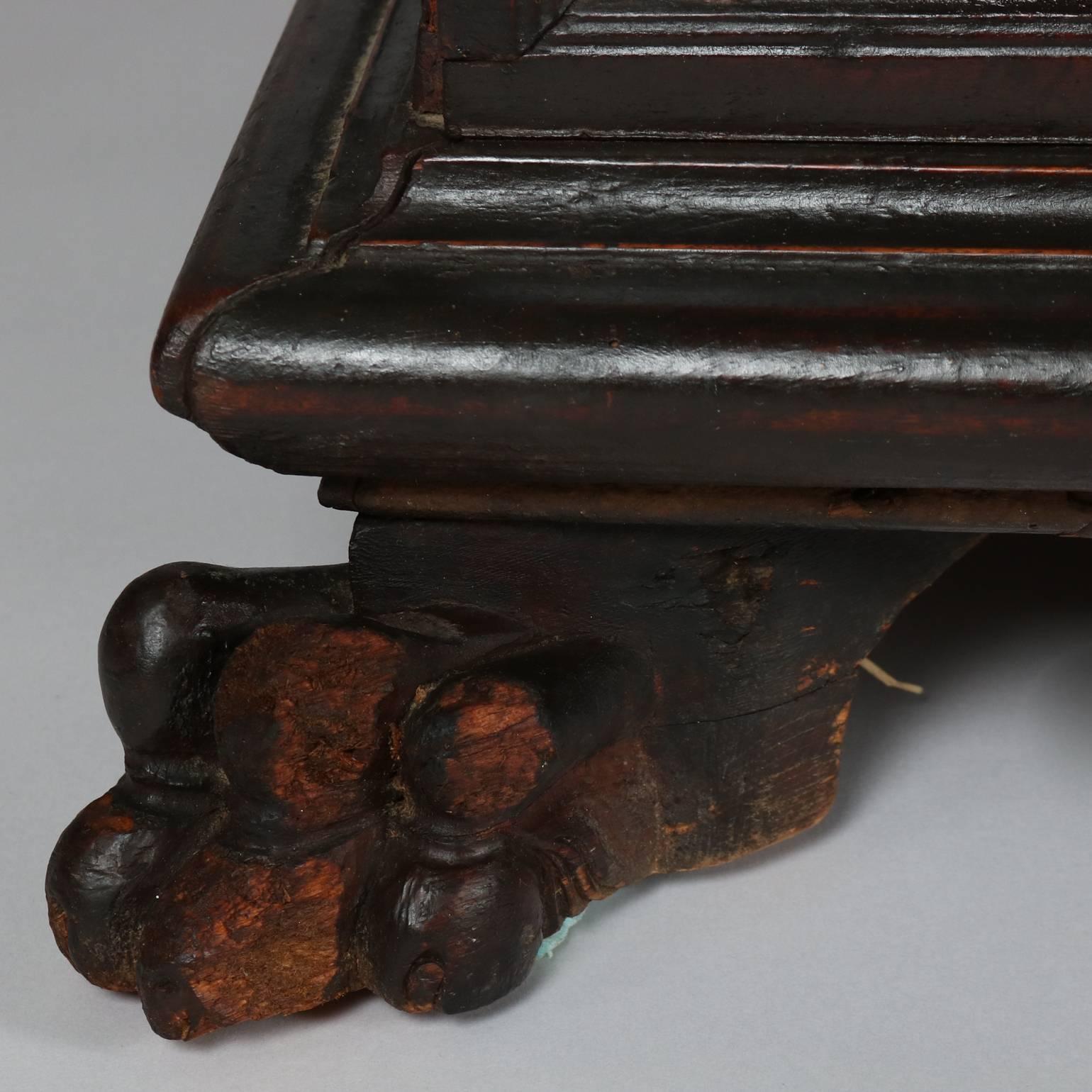 18th Century Italian Baroque Carved Walnut with Cassone Marriage Chest, Paw Feet 3