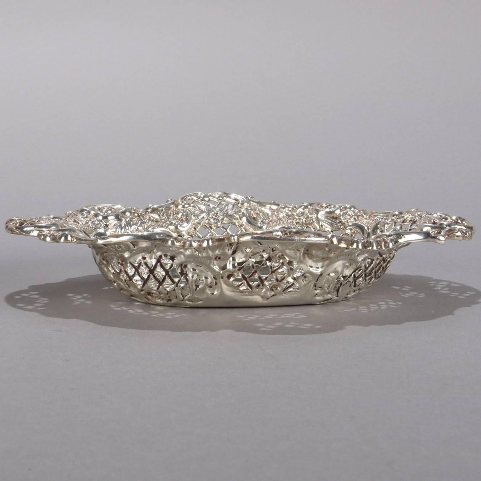 Great Britain (UK) Pair of Antique Repoussé Sterling Silver Reticulated Basket by Henry Matthews