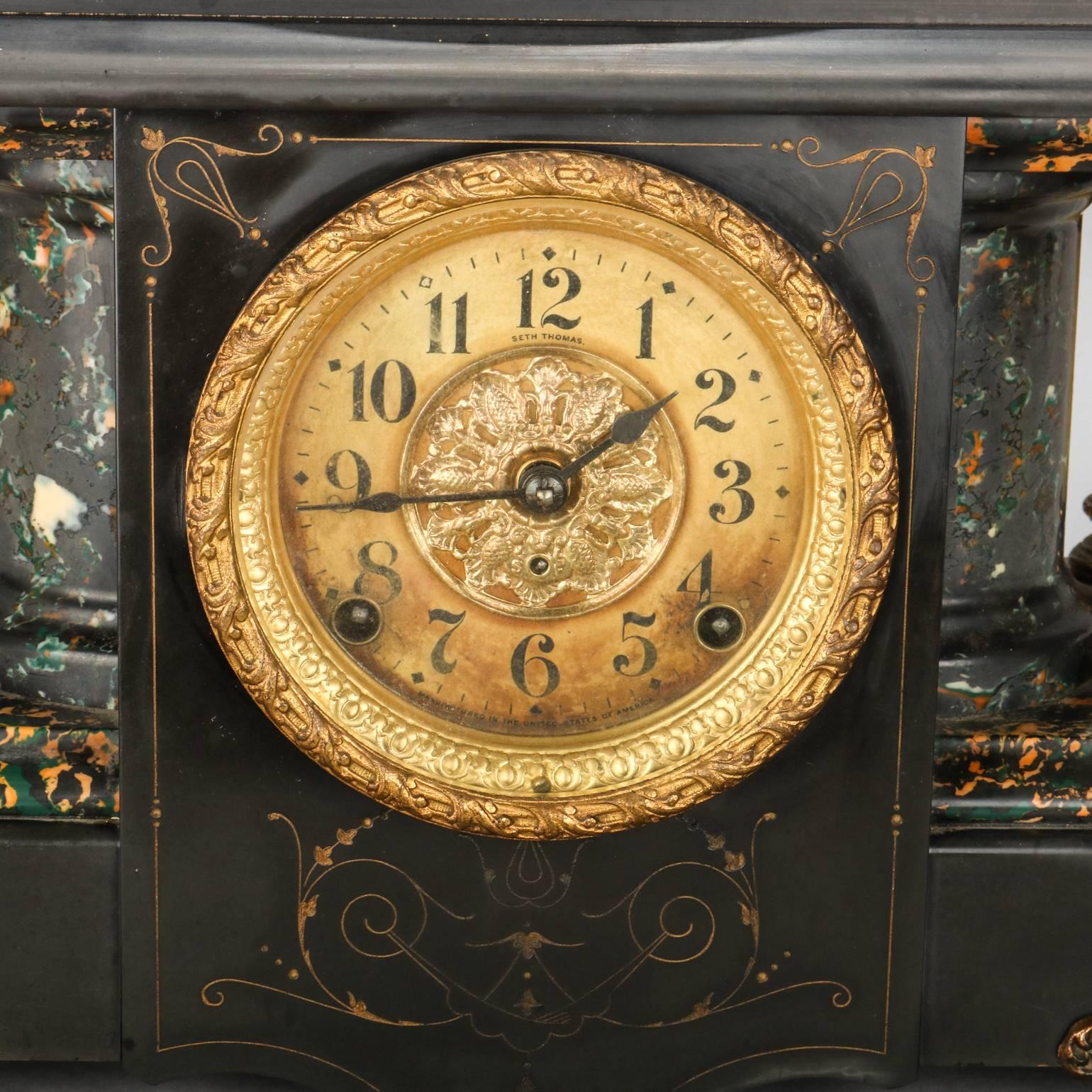 Antique Seth Thomas Adamantine Mantle Clock, circa 1900 In Good Condition In Big Flats, NY