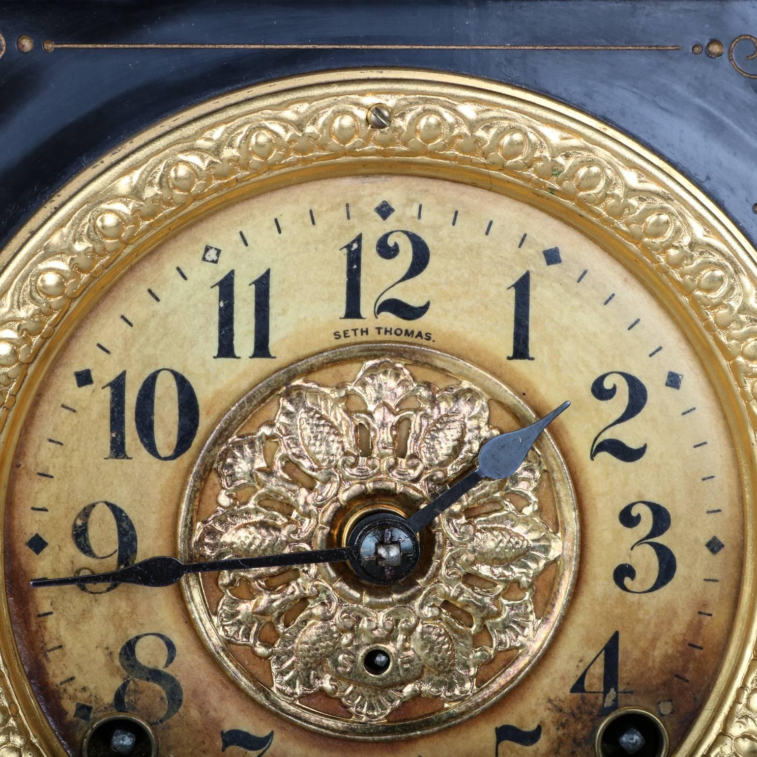 20th Century Antique Seth Thomas Adamantine Mantle Clock, circa 1900