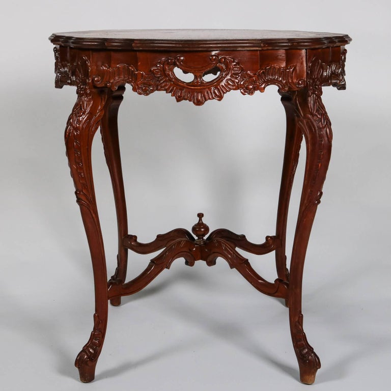Antique French Louis XV Carved and Paint Decorated Mahogany Center